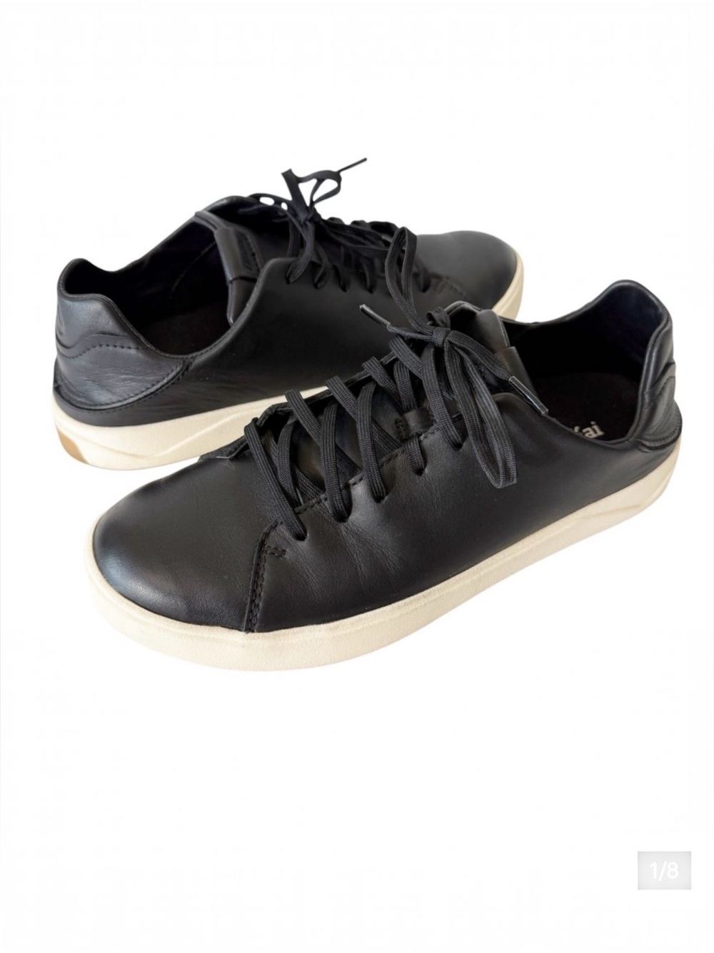 OluKai Men's Lae'ahi Lī 'Ili Waterproof Leather‎ Onyx Black Sneaker Size 9.5